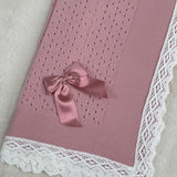Baby's Lace Dusky Pink Shawl With Cream Trim