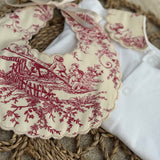 Baby Girls cream & Red Vintage Handmade Sleepsuit & Bib