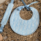 Baby Boy’s Blue Round Handmade Bib & Dummy Clip