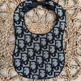 Baby's Jacquard Black Dior Bib & Dummy Clip Set