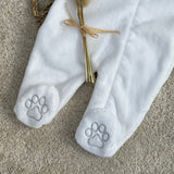 Babys Unisex White Fleece sleepsuit