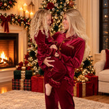 PRE-ORDER The Mayfair Collection Ruby Edition – Personalised Girls’ Luxury Velvet Christmas Pyjamas