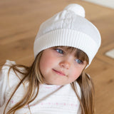 Emile Et Rose True Knit Cable Bobble Hat - White