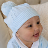 Emile Et Rose True Knit Cable Bobble Hat - Blue