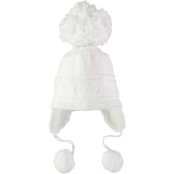 Emile Et Rose White Baby Bobble Hat with Ear Flaps