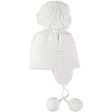 Emile Et Rose White Baby Bobble Hat with Ear Flaps