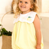 Girls Lemon Bubble Romper with Scallop Collar
