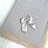 Baby's Lace Beige Shawl With Beige Trim