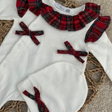 Baby Girl's Cream & Tartan All In One