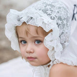 Baby Girls White Vintage Lace christening Bonnet