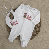 My 1st Christmas Teddy Bear Baby Sleepsuit & Bib