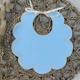 Personalised Spanish Blue & Gold Scallop Bib