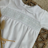 Baby Boy's Albert White & Blue Smocked Romper