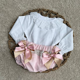 Baby Girl's Ivory Top & Pink Bloomers