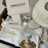 Baby Boys Lion Cub With Butterfly Handmade Sleepsuit & Bib