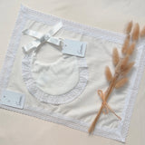 Granlei Spanish Lace Bib & Muslin Set – Ivory & white | Traditional Baby Gift