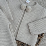 Unisex Baby Beige 2 Piece Pom Suit