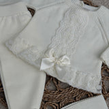 Baby Girls Ivory Lace Knitted 3 Piece