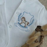 Luxury Personalised Rocking Horse Initial Sleepsuit & Bib Set