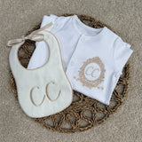 Baby's Personalised Crest Sleepsuit & Bib Gift Set