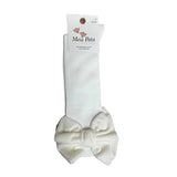 Meia Pata Knee Socks With Open Velvet Bow - Ivory