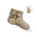 Soft Touch Pom Pom Ankle Socks - Beige