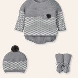 NEW SEASON Mac ilusion Boy's Grey Pom  Knitted 4 Piece - 3 Months