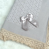 Baby's Lace Beige Shawl With Beige Trim