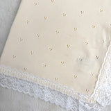 Cream Cotton Baby Shawl with Soft White Lace Trim