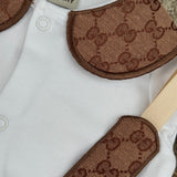 Baby’s Inspired GG Handmade Sleepsuit, Bib & Dummy Clip Set