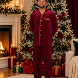 PRE-ORDER The Mayfair Collection Ruby Edition – Personalised Men’s Luxury Velvet Christmas Pyjamas