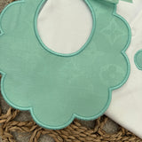 Girls Mint Billy Bear Handmade Sleepsuit & Bib Set