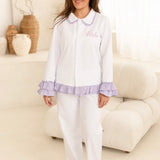 Personalised Lilac Petite Frill Mummy Pyjama Set – Matching Mummy & Me Long Sleeve PJs