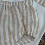 Boys Beige Stripe Cotton Top & Jam Pant