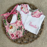 Baby Girls Christmas Handmade Baby grow and Bib