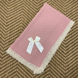 Baby's Lace Dusky Pink Shawl With White Trim