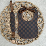 Baby's Brown inspired Bib & Dummy Clip Set