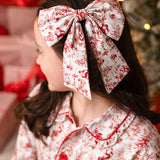 PRE ORDER Girls Christmas Toile Print Hair Bow