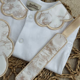 Unisex Baby Safari Handmade Sleepsuit and Bib