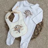 Unisex Hot Air Balloon Sleepsuit & Bib Set