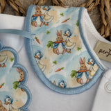 Peter Rabbit & Jemima Puddle-Duck Baby Sleepsuit and Handmade Bib Set
