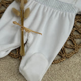 Baby Boy's Albert White & Blue Smocked Sleepsuit