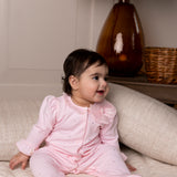 Baby Girls Pink Mintini All In One with Diamante Front, Tulle Collar & Tulle Bow