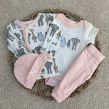 Baby Girl’s Pink Animal print Premature 4 Piece