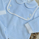 Baby's Blue Velour Personalised Top & Pants Set