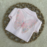 Personalised Butterfly Sparkle Knitted Baby Cardigan – Pink