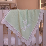 Luxury Handmade Lime Green Lace Muslin Square – Baby Burp Cloth UK