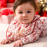 PRE ORDER Baby Boys Christmas Toile Print Quilted Bib