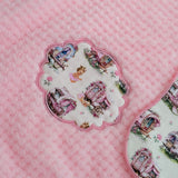 Girls Pink Waffle Blanket & Hand made bib Gift Set