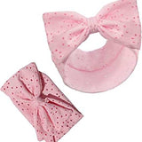 Soft Touch Baby Girls Broaderie Anglaise Headband with Matching Bow -Pink